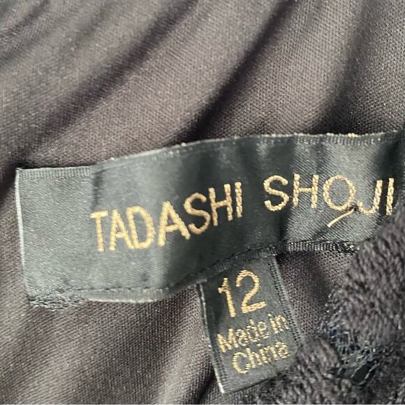 Tadashi Shoji Contrast Embroidered Lace Panel Dress size 12 Blue Black - Picture 9 of 10